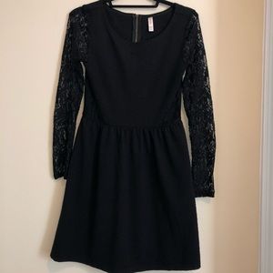 Xhilaration Black Long Lace Sleeve Dress Small